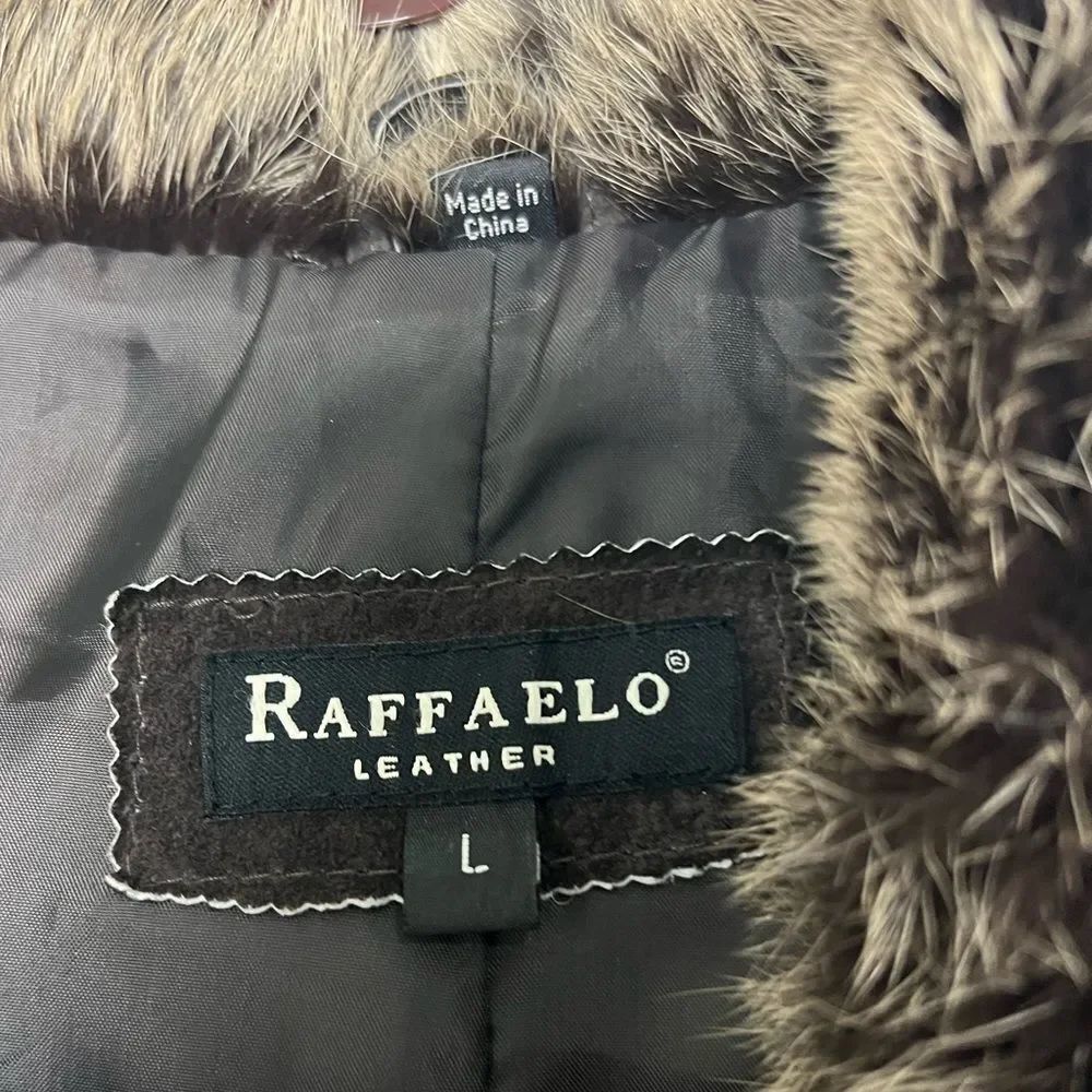 Raffaelo Leather Suede Coat with Fur Trim - Picture 9 of 15